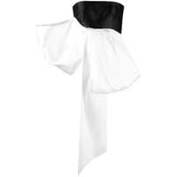 Topuri 'Nadina' Black And White Top With Bow Detail In Silk Woman Femei