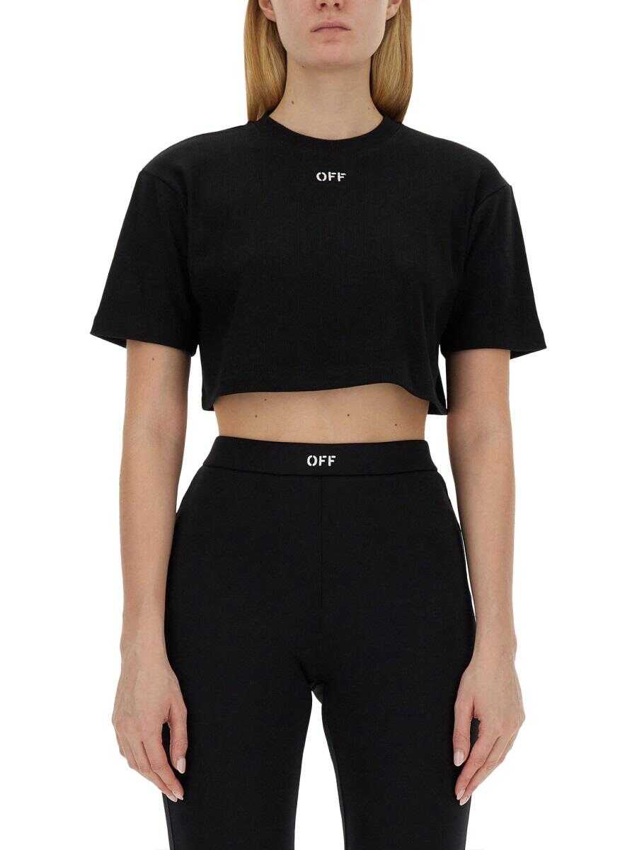 Off-White OFF-WHITE RIBBED CROPPED T-SHIRT BLACK