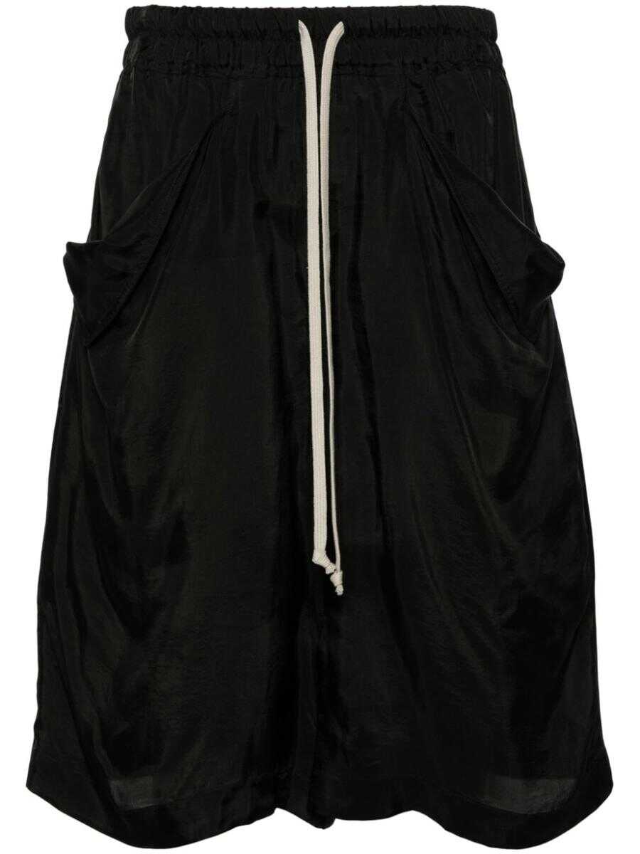 Rick Owens RICK OWENS drop-crotch satin shorts BLACK