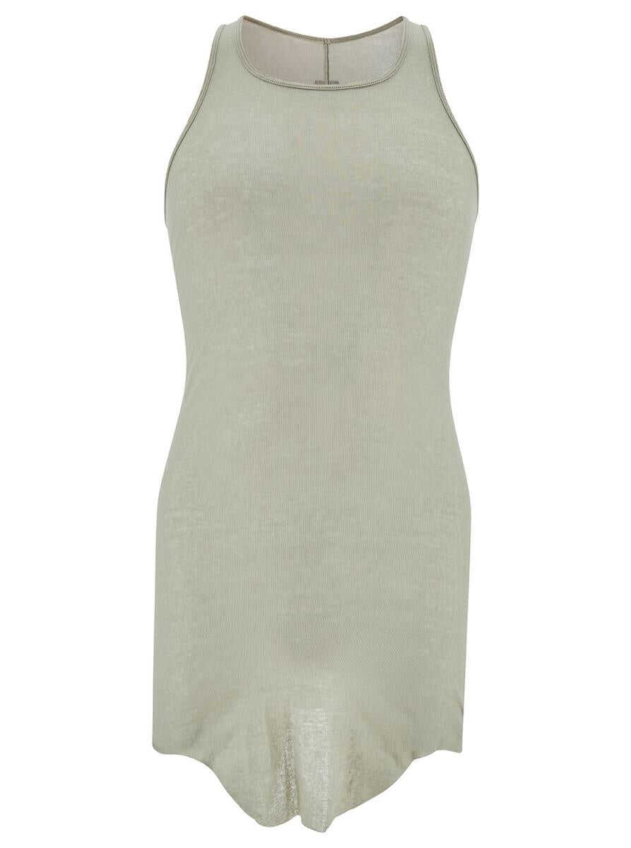 Rick Owens Grey Tank Top with Curved Hem in Cotton Man GREY