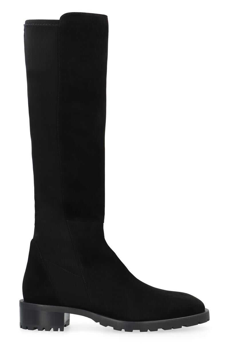 Stuart Weitzman STUART WEITZMAN 5050 LEATHER AND STRETCH FABRIC BOOTS BLACK