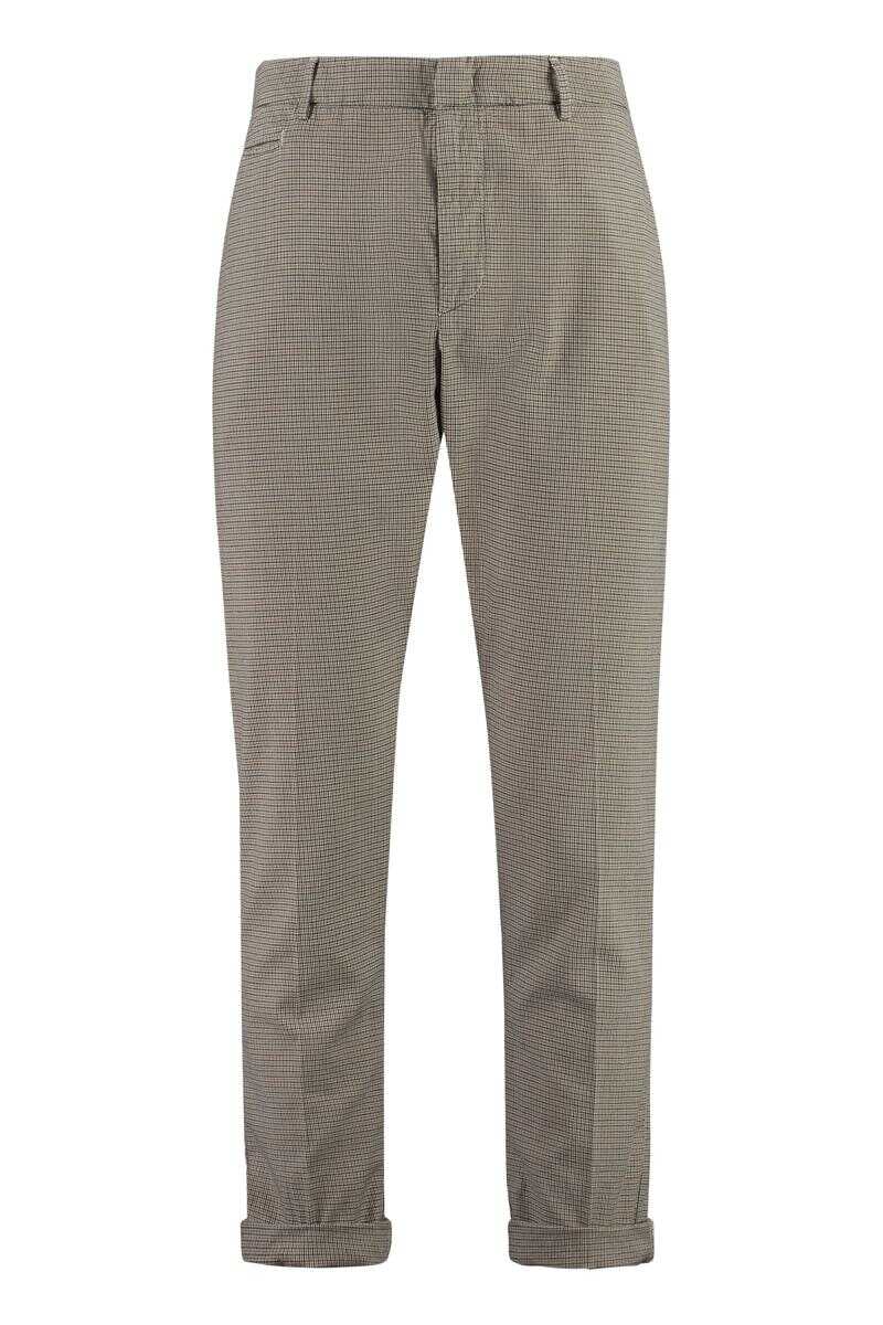 Dondup DONDUP JOE PRINCE-OF-WALES CHECKED TROUSERS BEIGE