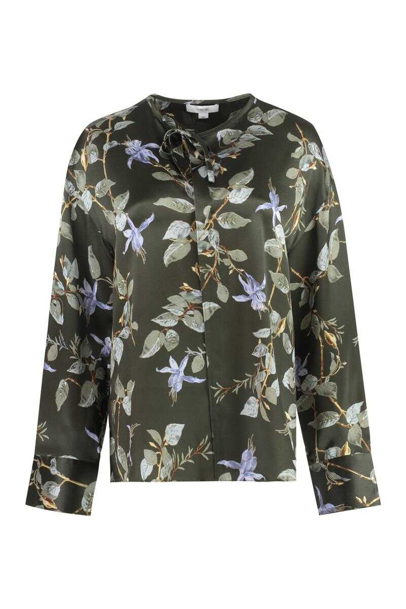 Vince VINCE PRINTED SILK BLOUSE GREEN