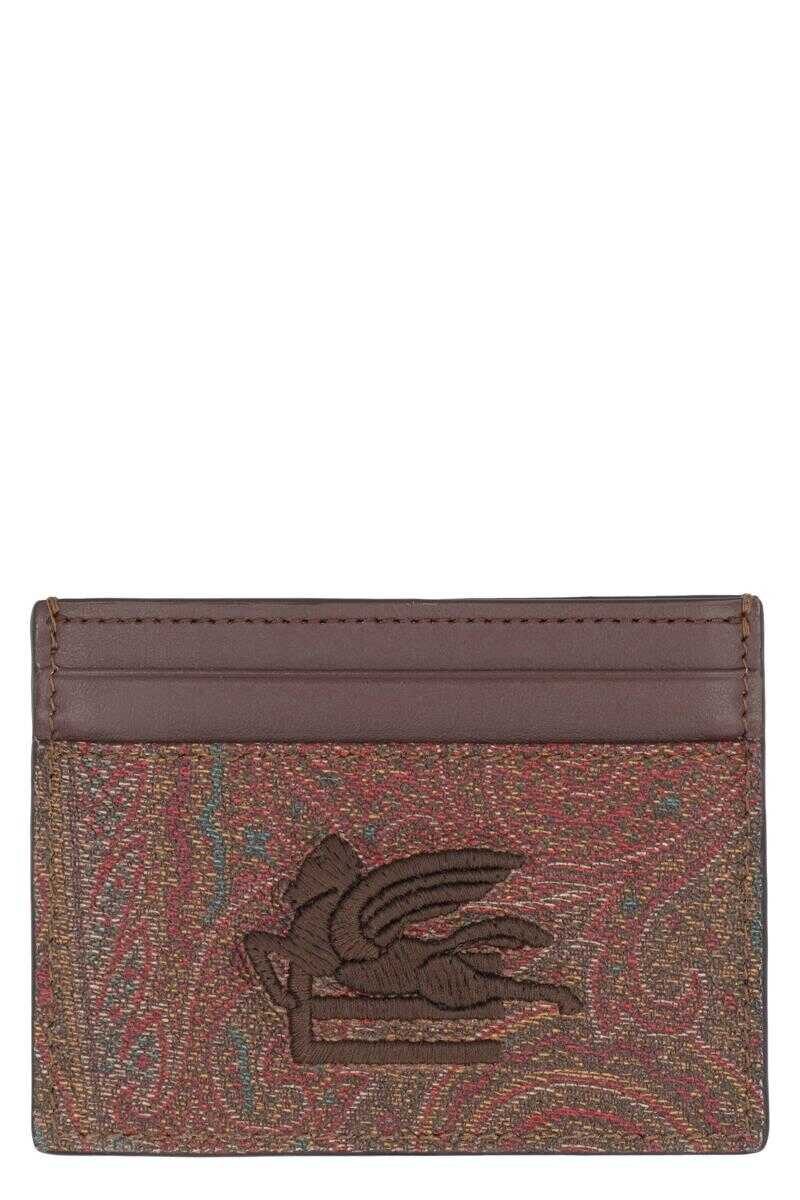 ETRO ETRO COATED CANVAS CARD HOLDER BROWN