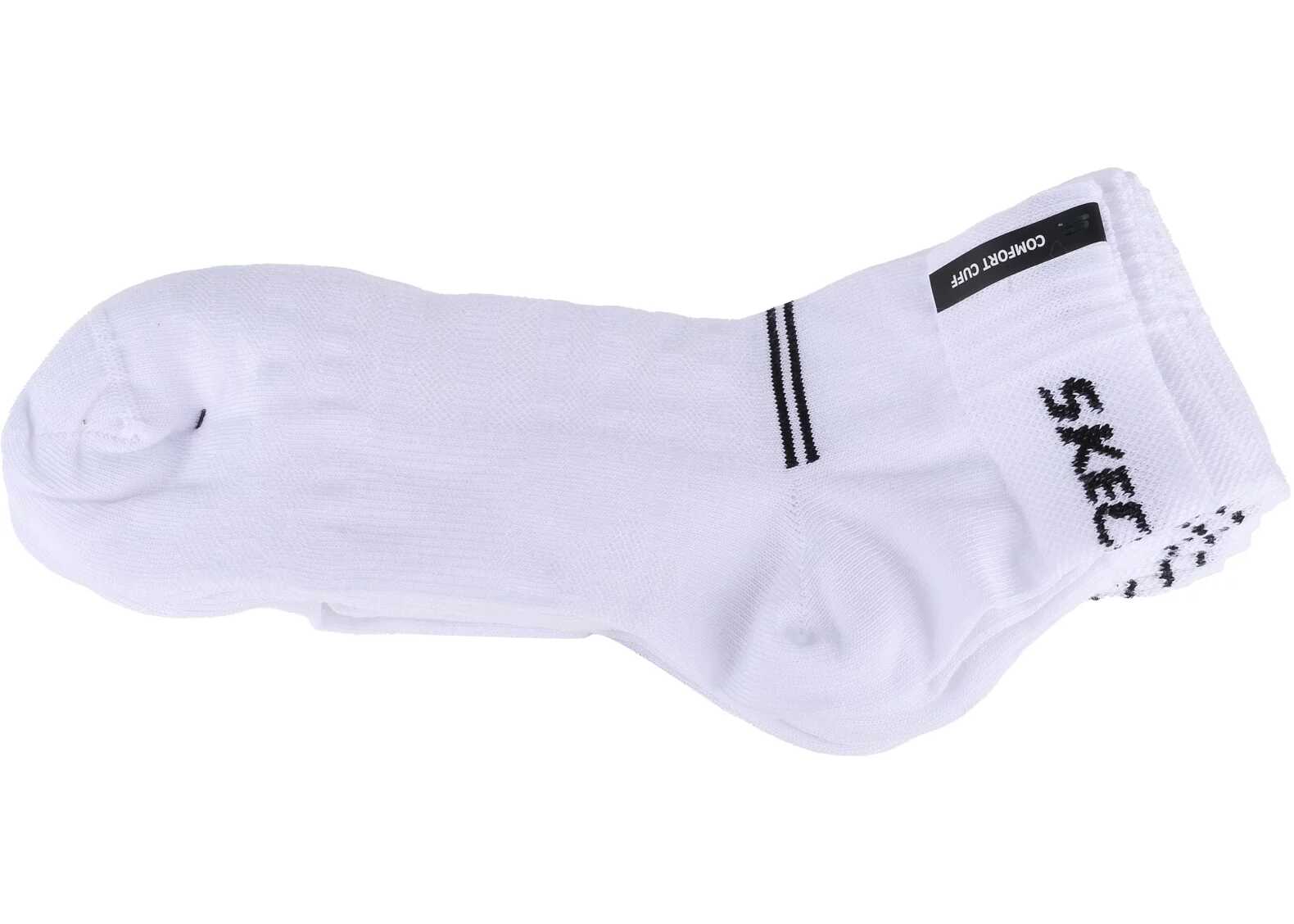 SKECHERS 5PPK Wm Mesh Ventilation Quarter Socks White