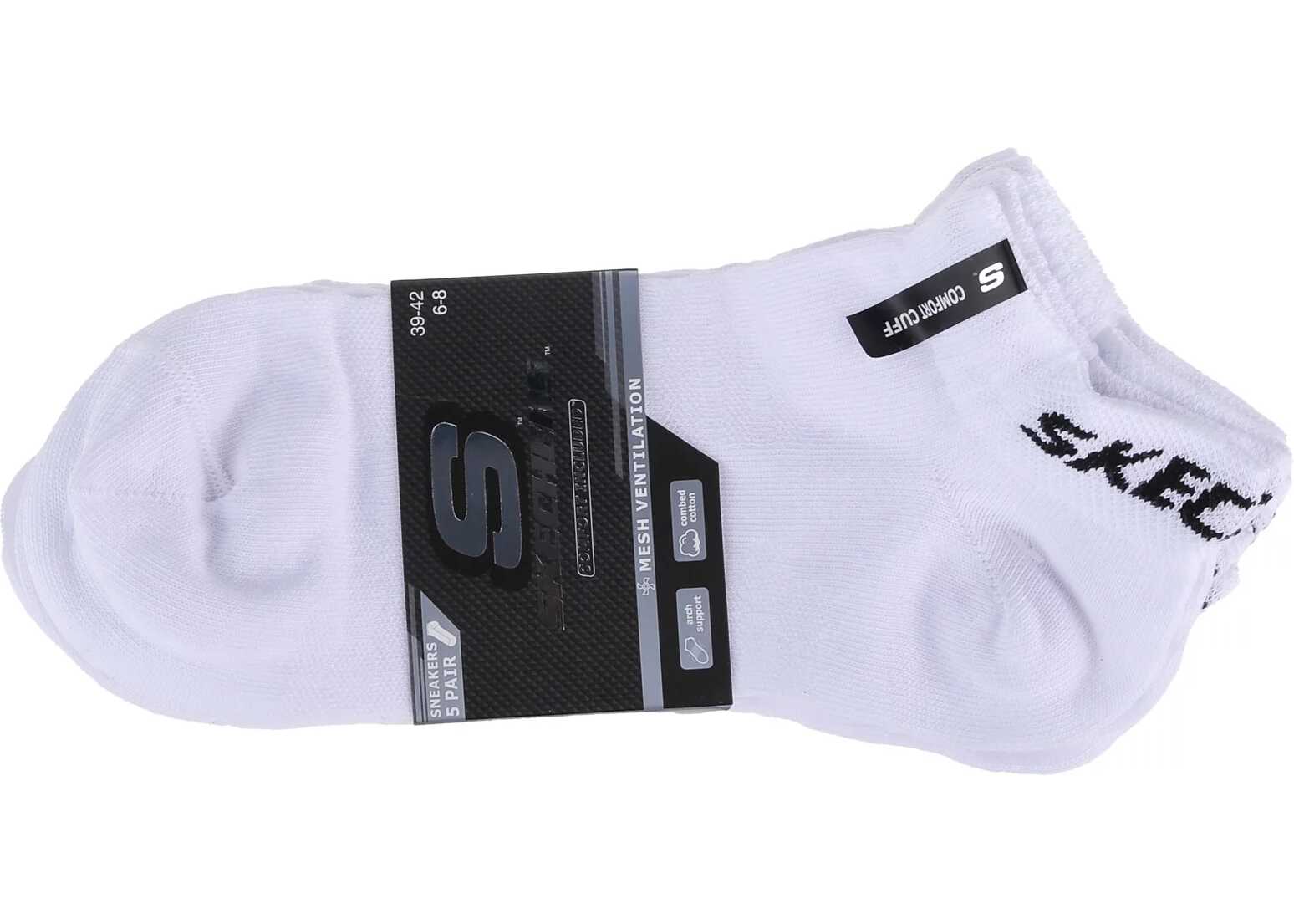 SKECHERS 5PPK Mesh Ventilation Socks White