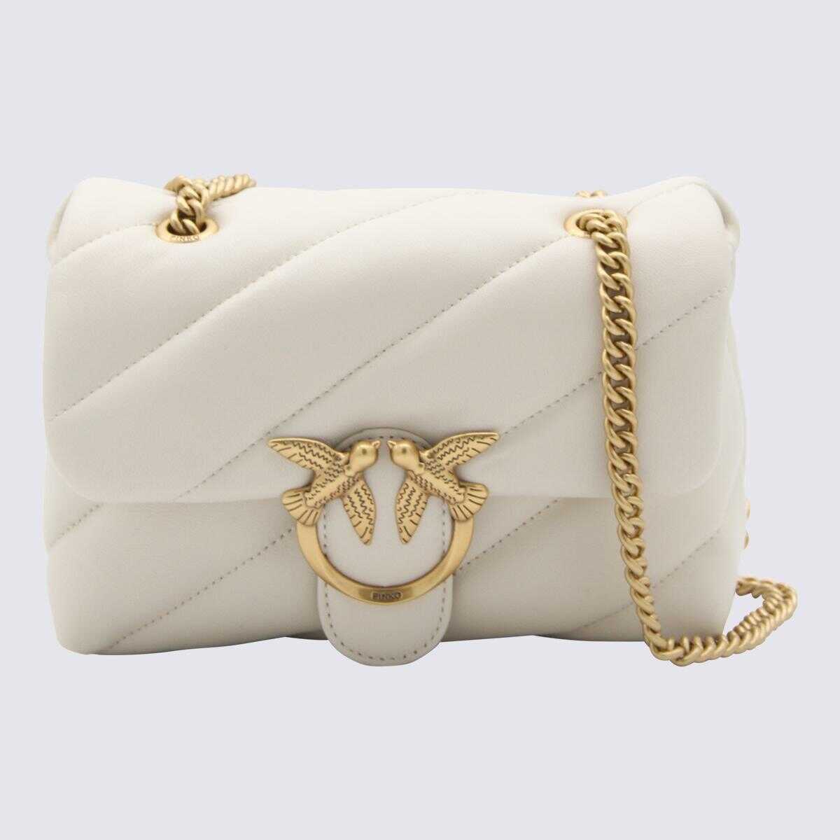 Pinko PINKO WHITE LEATHER LOVE MINI PUFFY SHOULDER BAG WHITE