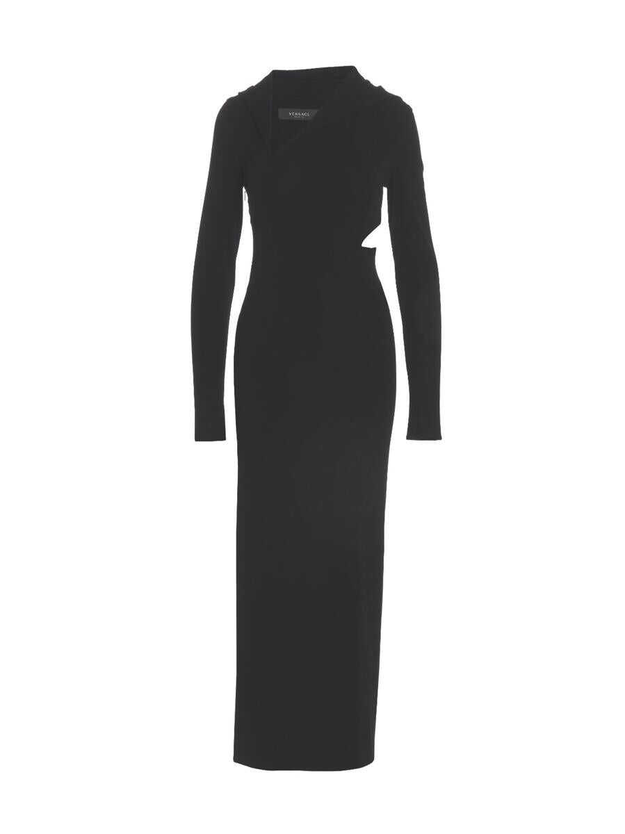 Versace VERSACE Long cut-out hooded dress BLACK