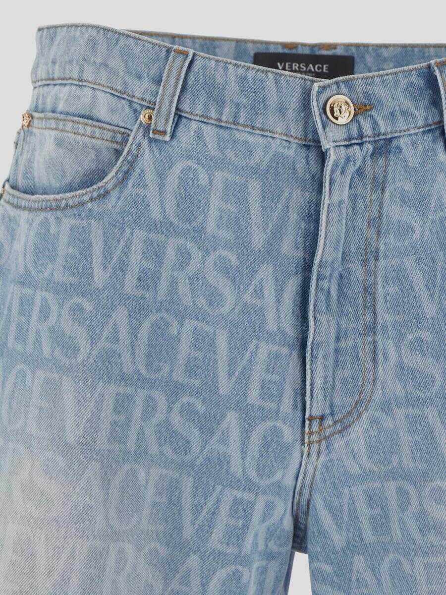 Versace Versace Laser Print Logo Wide-Leg Shorts BLUE