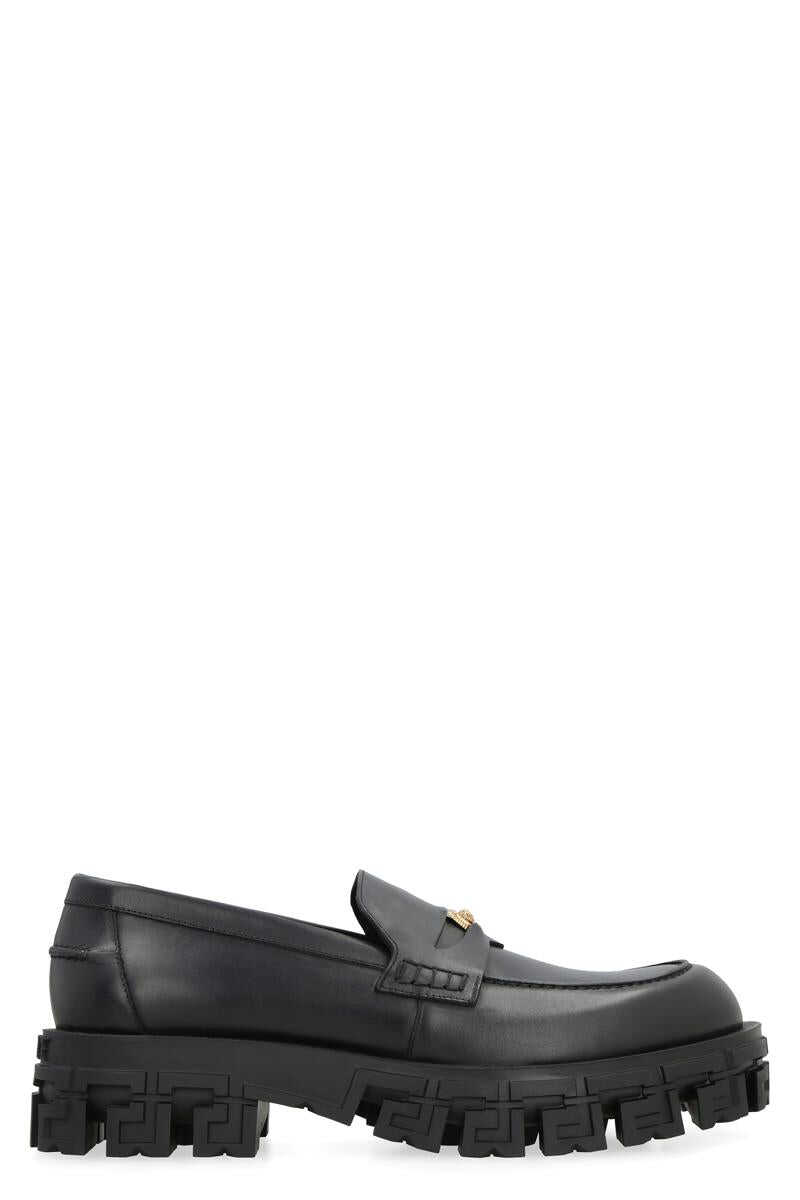 Versace VERSACE LEATHER LOAFERS BLACK