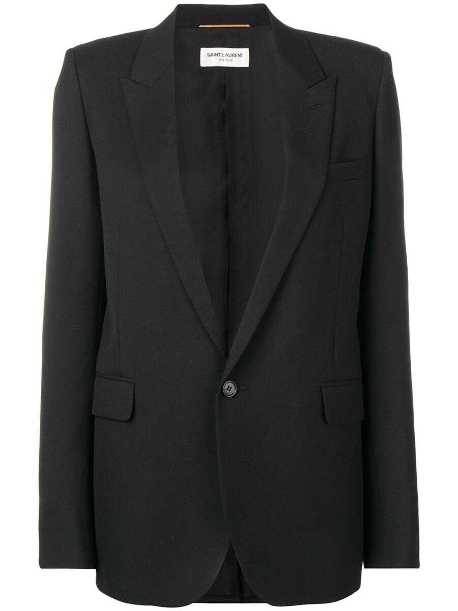 Saint Laurent SAINT LAURENT Virgin wool and silk classic formal blazer BLACK