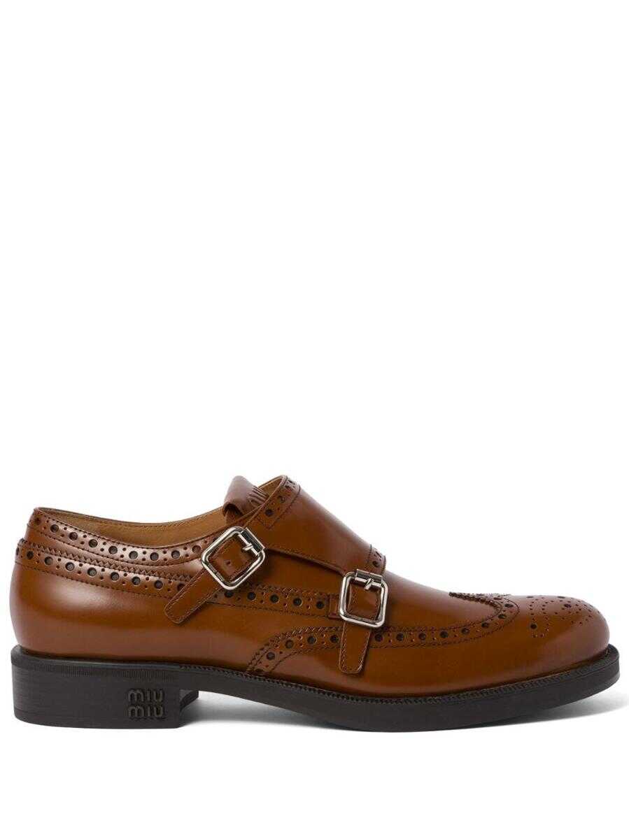 Miu Miu MIU MIU x Church\'s leather brogue shoes BROWN