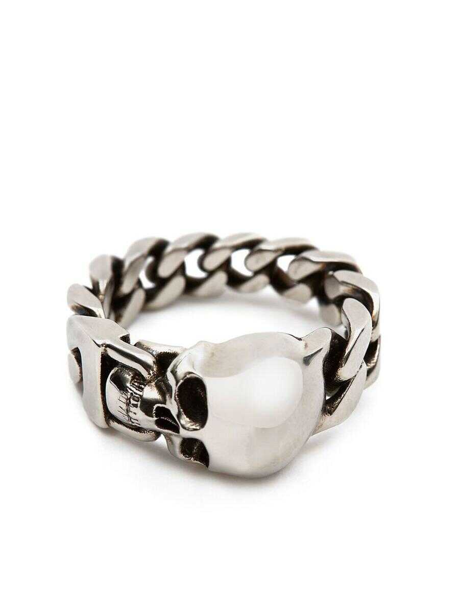 Alexander McQueen ALEXANDER MCQUEEN Skull chain ring SILVER