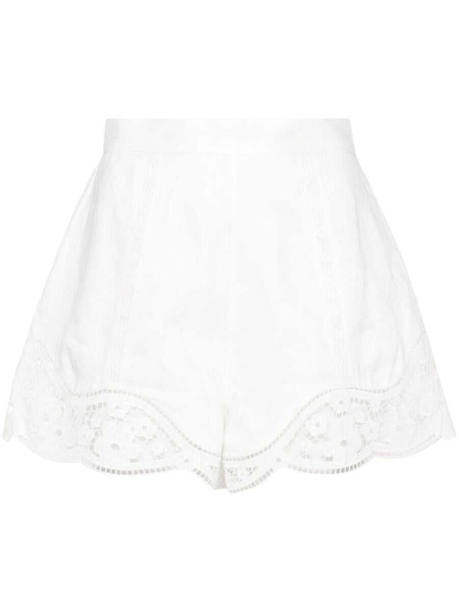ZIMMERMANN ZIMMERMANN Lace trimmed linen shorts WHITE