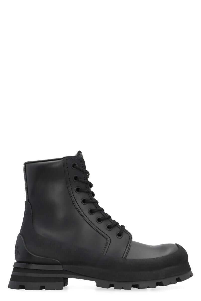 Alexander McQueen ALEXANDER MCQUEEN WANDER LEATHER LACE-UP BOOTS BLACK