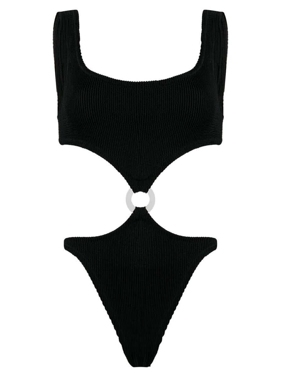 REINA OLGA Rein Olga Woman\'s One-piece Swimsuit in Black Fine Ribbed Knit BLACK