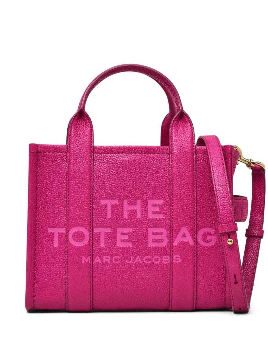 Marc Jacobs MARC JACOBS THE LEATHER SMALL TOTE BAGS PINK & PURPLE