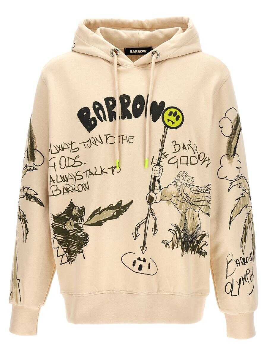 BARROW BARROW Printed hoodie BEIGE