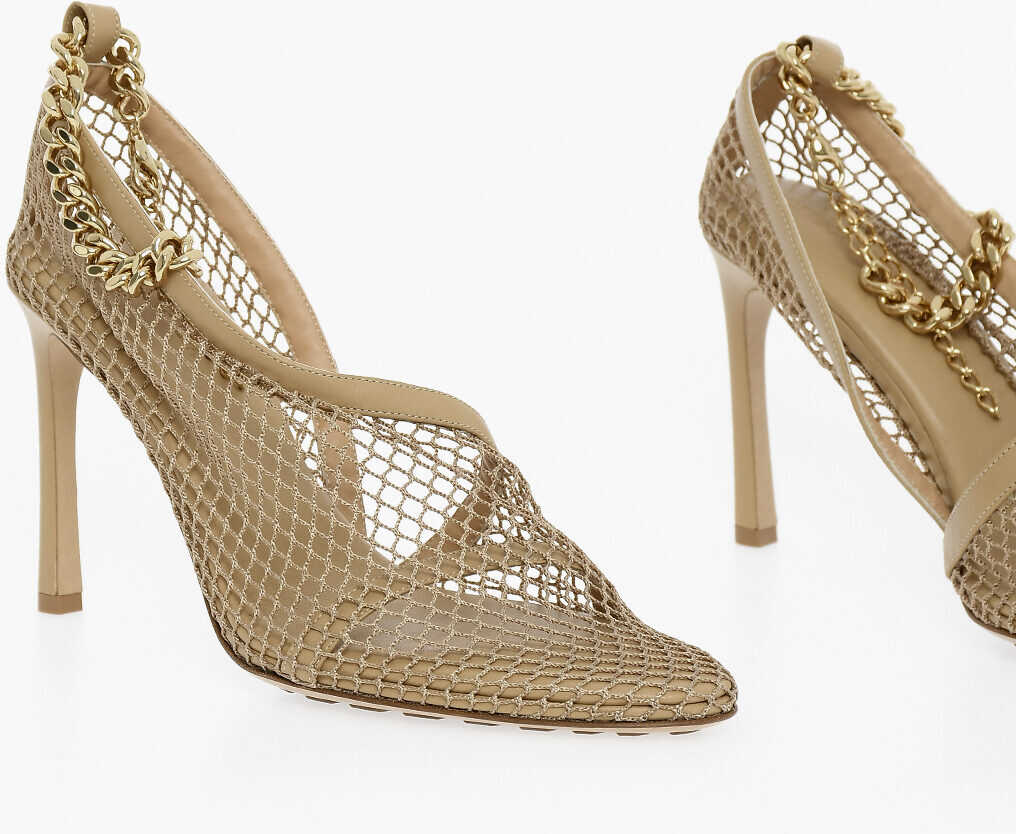 Bottega Veneta Meshed Sandals With Gold-Toned Chain Fastening* Beige