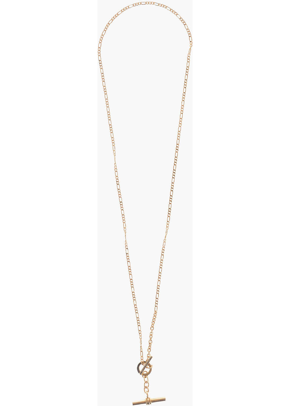 Bottega Veneta Siver Gold Tone Necklace With T Pendent Silver