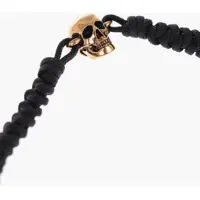 Bratari pentru Barbati - Bratari Alexander McQueen Cord Bracelet With Adjustable Closure And Golden Skull Charm Black Barbati (BM 12627905) - B-mall.ro