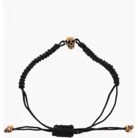 Bratari Cord Bracelet With Adjustable Closure And Golden Skull Charm Barbati