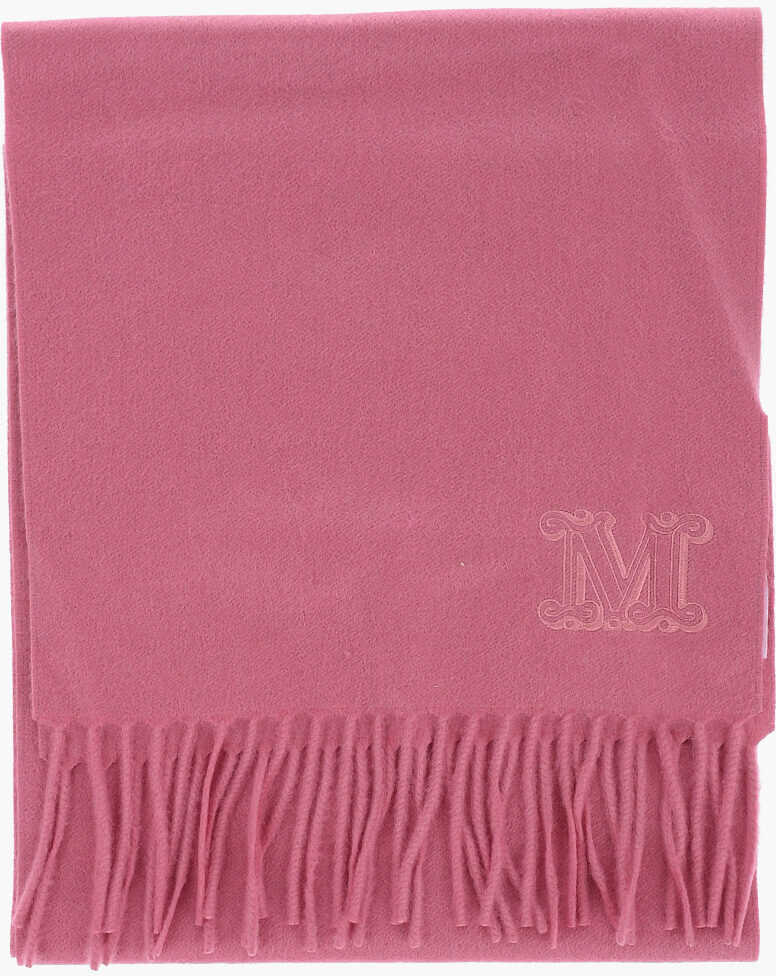 Max Mara Solid Color Cashmere Wsdalia Scarf With Fringes Pink