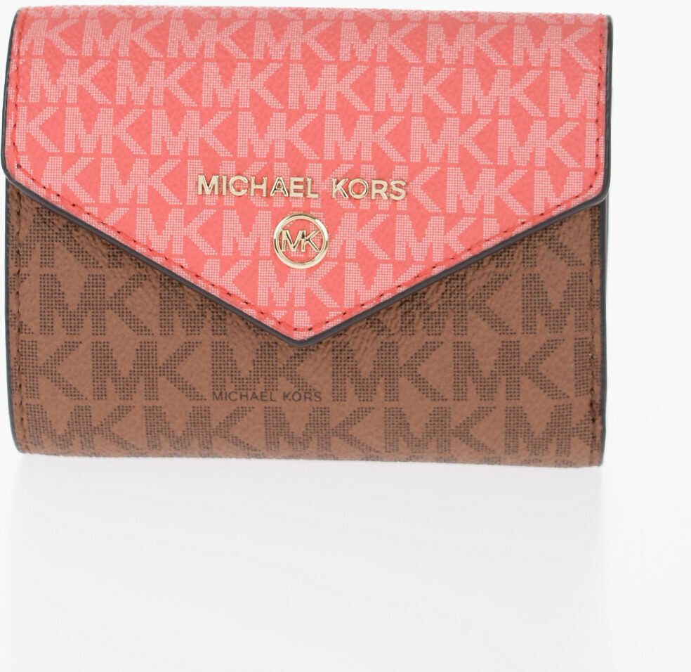 Michael Kors Michael Two-Tone Faux Leather Dahlia Wallet With All-Over Mo Brown