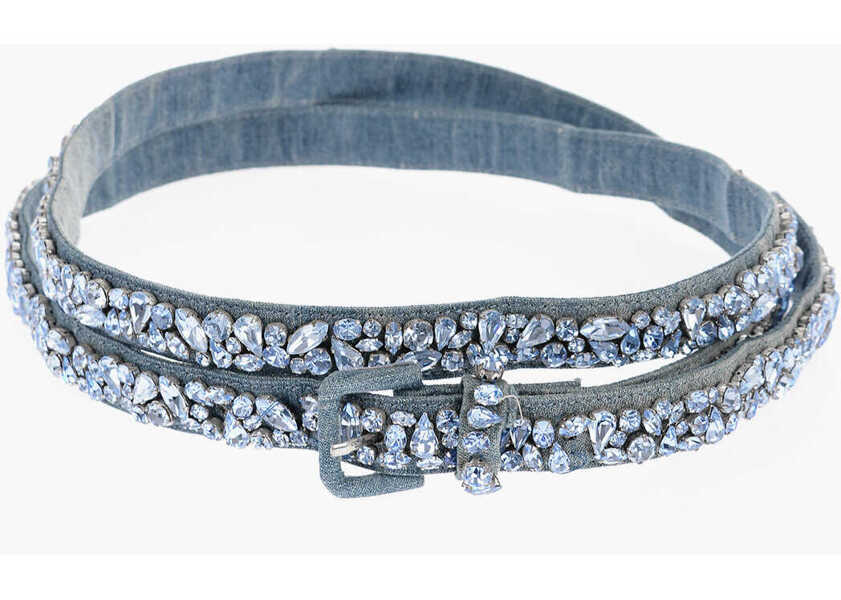 Curele Ermanno Scervino Denim Belt With All-Over Jewels 25Mm Blue Femei (BM 12628124) 2