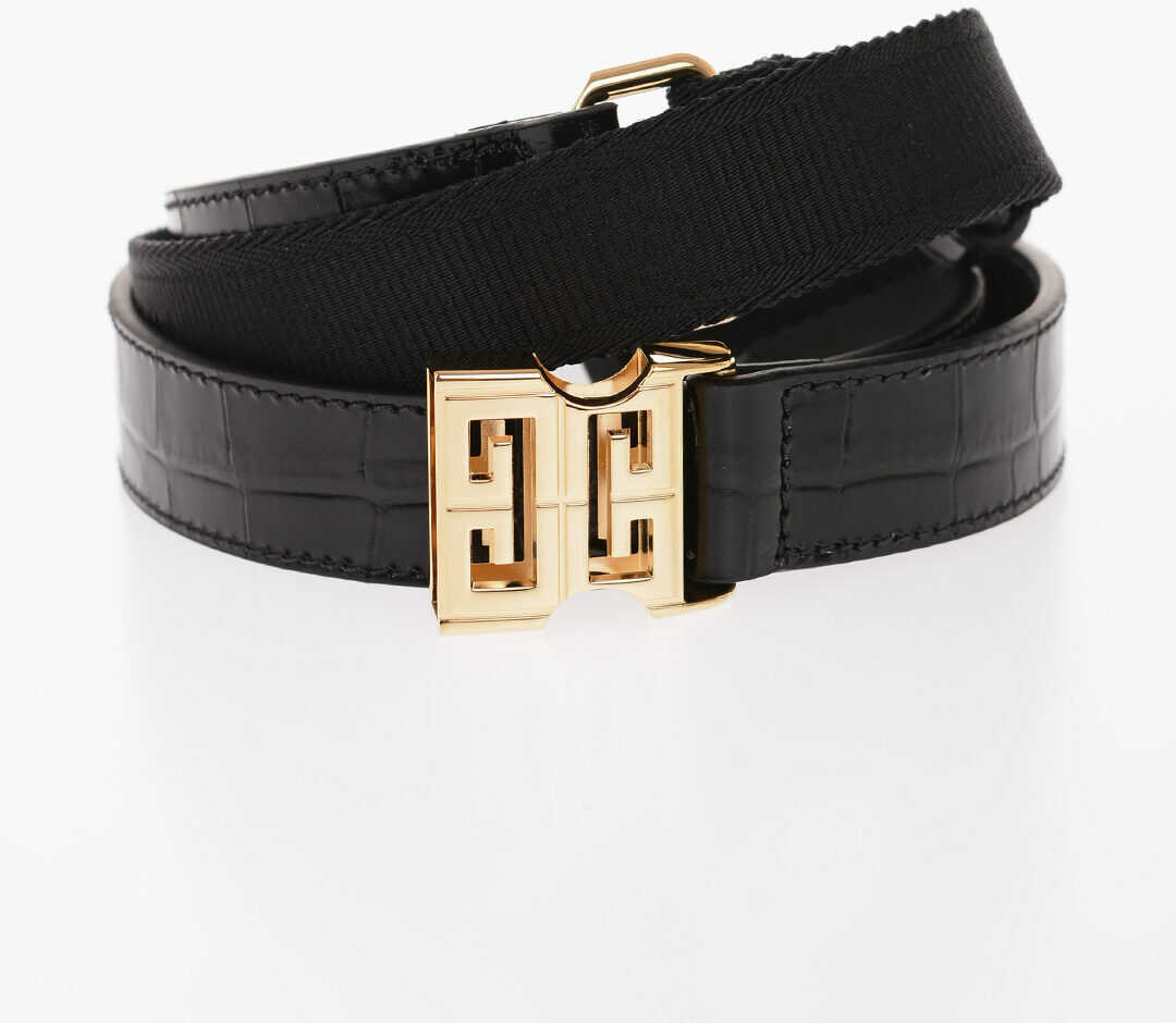 Givenchy Crocodile-Effet Leather Belt With Golden Buckle 25Mm Black