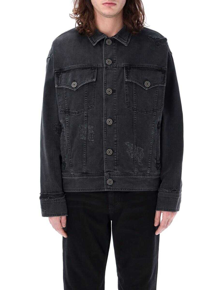 Balmain BALMAIN Worn-effect denim jacket FADED BLACK