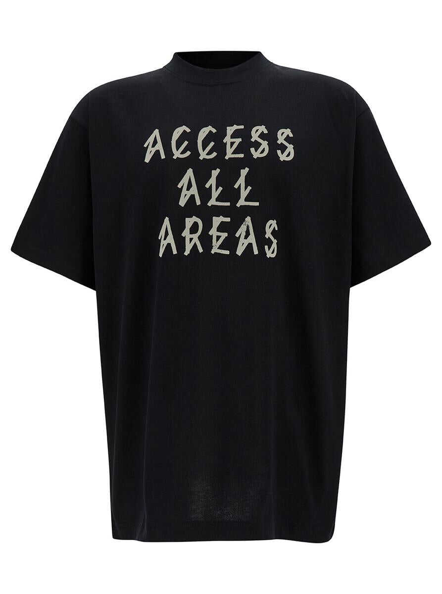 M44 LABEL GROUP Black T-Shirt with \'Access All Areas\' Print in Cotton Man BLACK