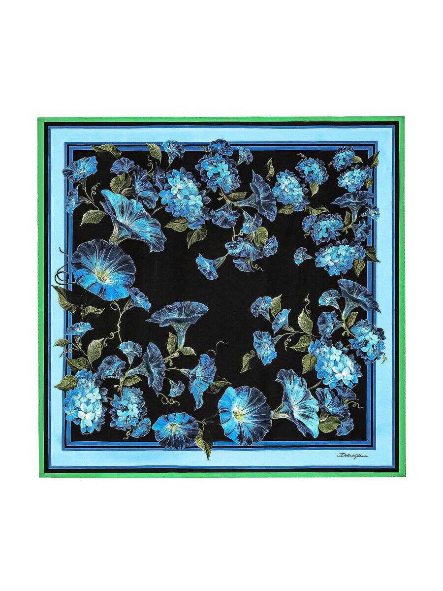 Dolce & Gabbana DOLCE & GABBANA Bellflower Twill Scarf BLUE