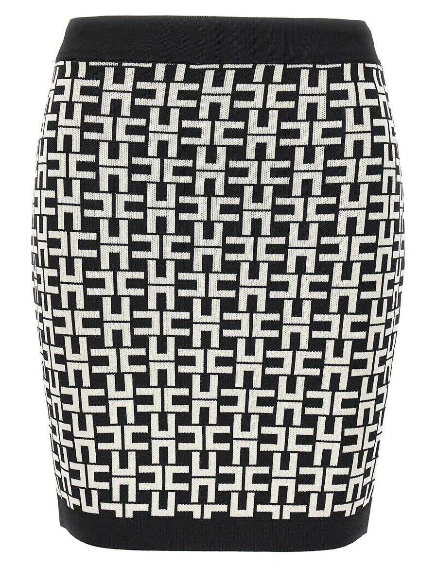 Elisabetta Franchi ELISABETTA FRANCHI Jacquard logo skirt WHITE/BLACK