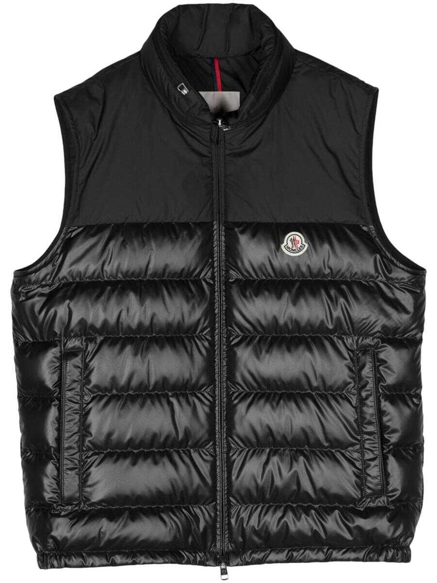 Moncler MONCLER logo-patch down-feather gilet BLACK