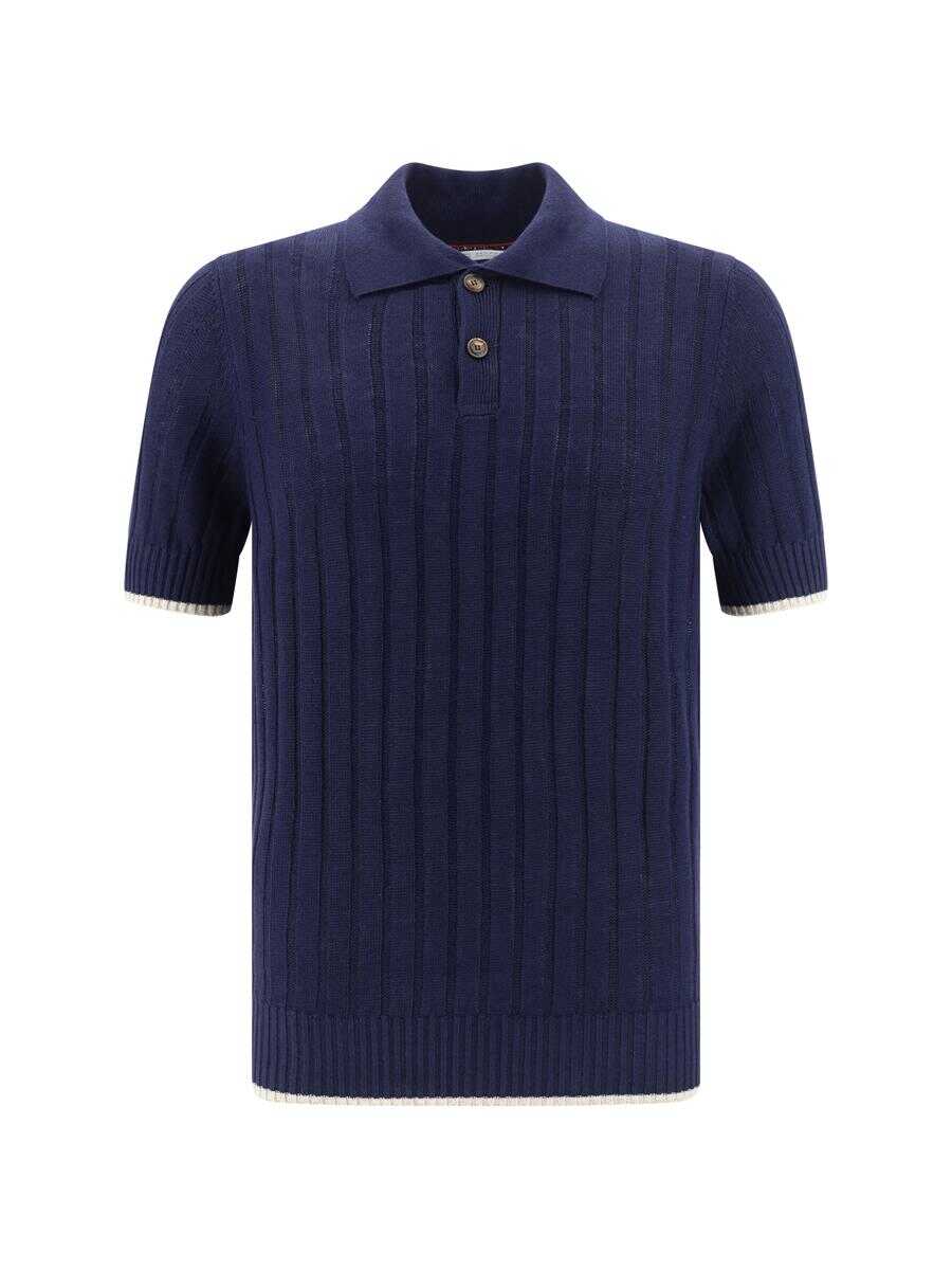 Brunello Cucinelli BRUNELLO CUCINELLI POLO SHIRTS NAVY+OYSTER