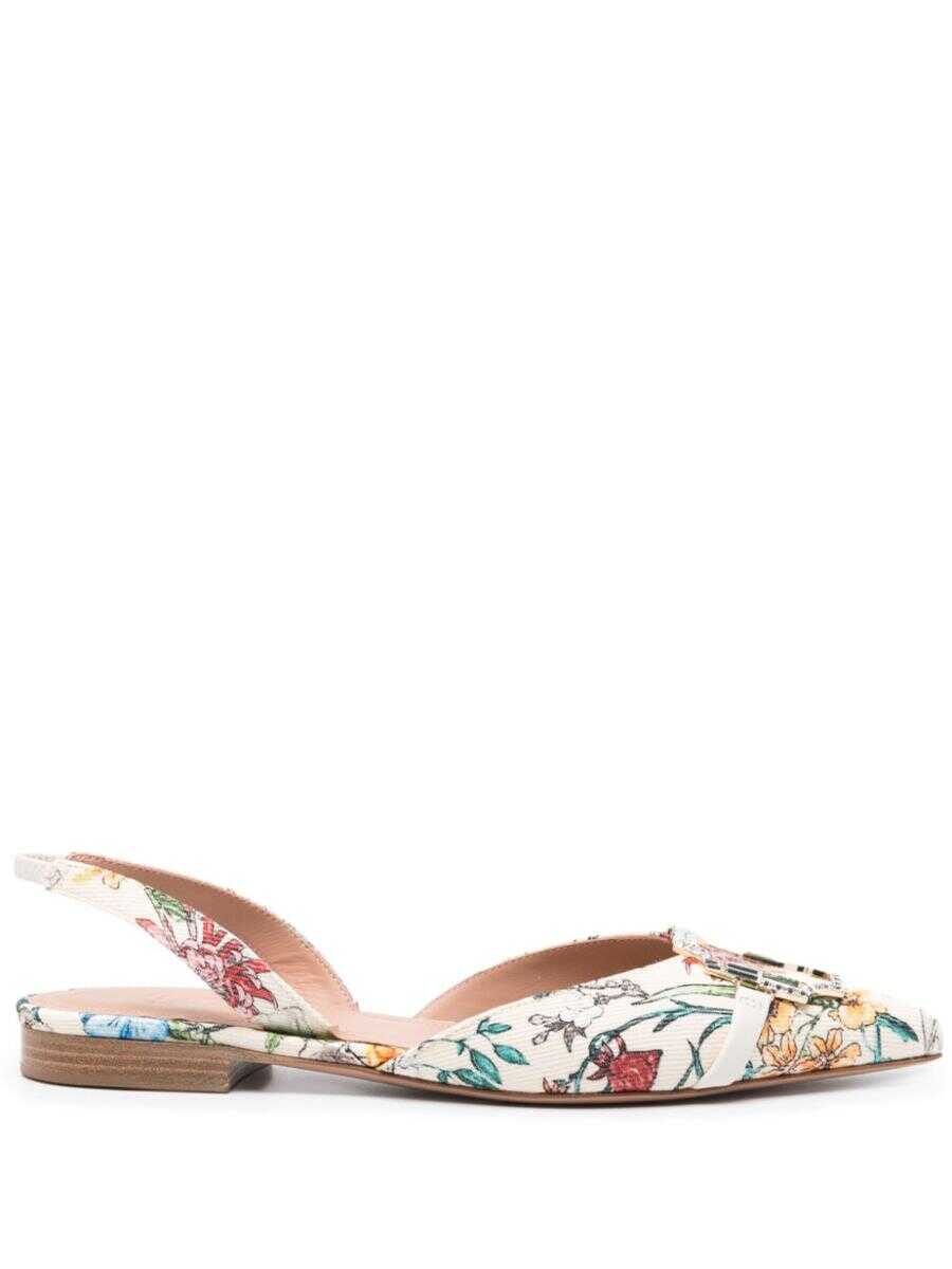 MALONE SOULIERS MALONE SOULIERS Misha printed canvas slingback ballet flats BEIGE