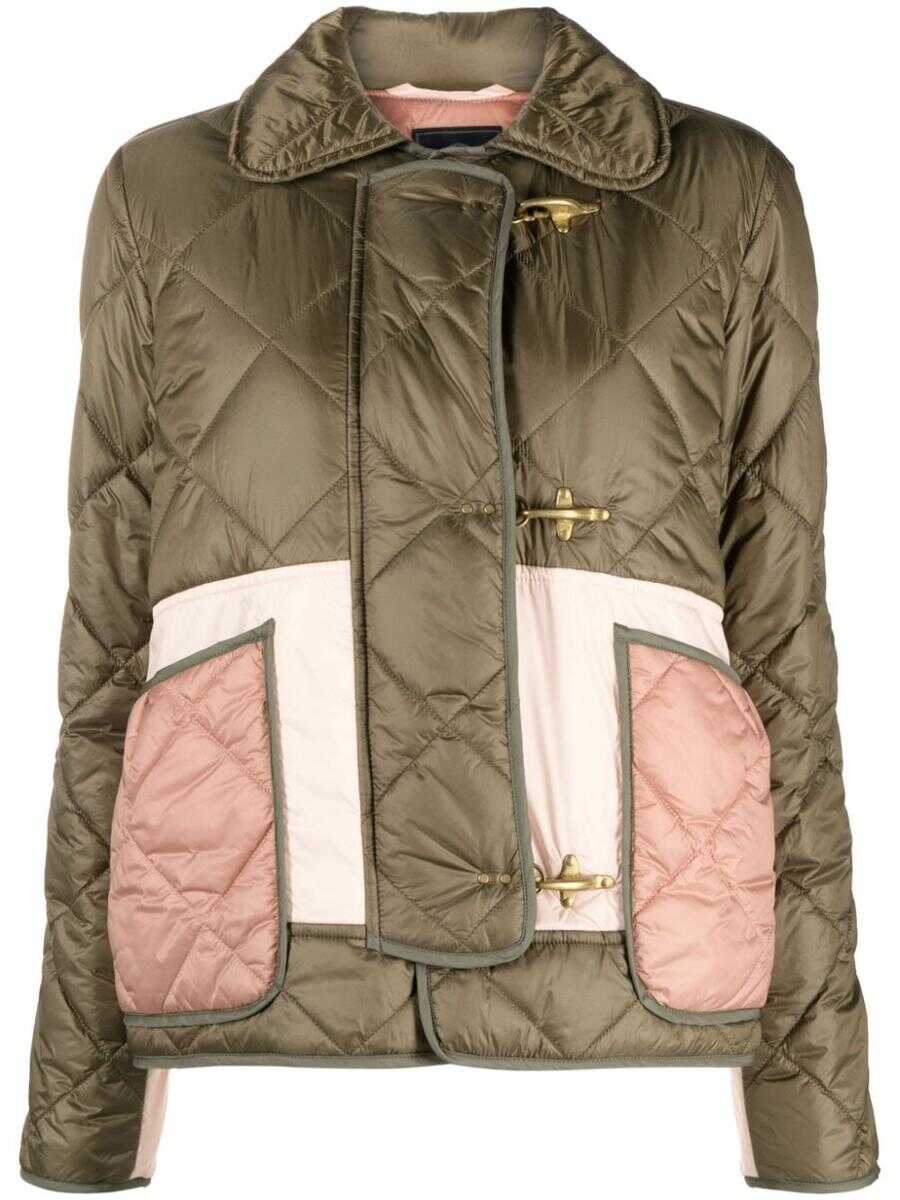 Fay FAY Quilted Mini 3-Hook caban jacket GREEN