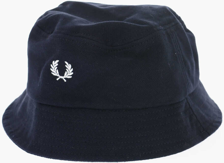 Fred Perry Piquè Cotton Bucket Hat With Embroidered Logo Blue