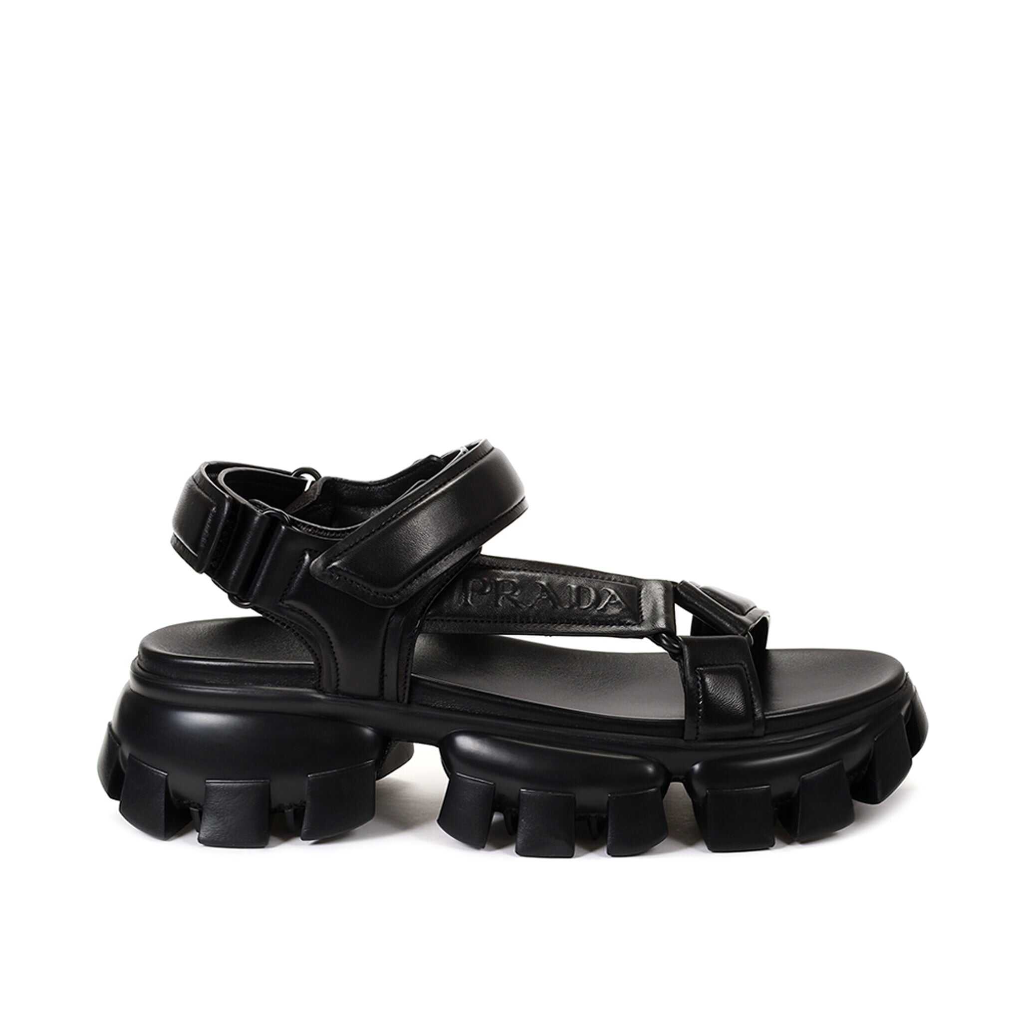 Prada Prada Padded Logo Sandals Black