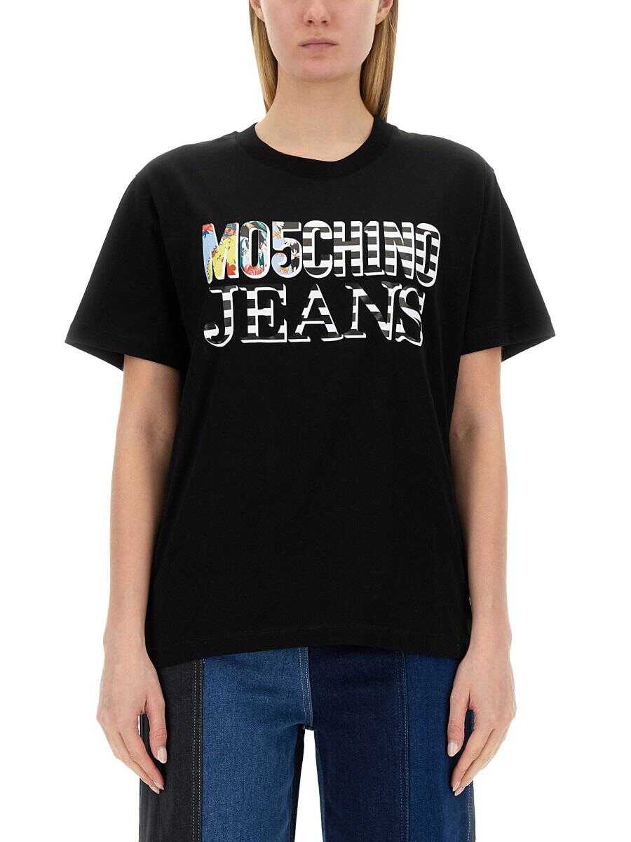 MOSCHINO JEANS MOSCHINO JEANS T-SHIRT WITH LOGO BLACK