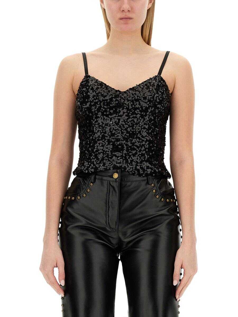 MOSCHINO JEANS MOSCHINO JEANS SEQUINED TOP BLACK