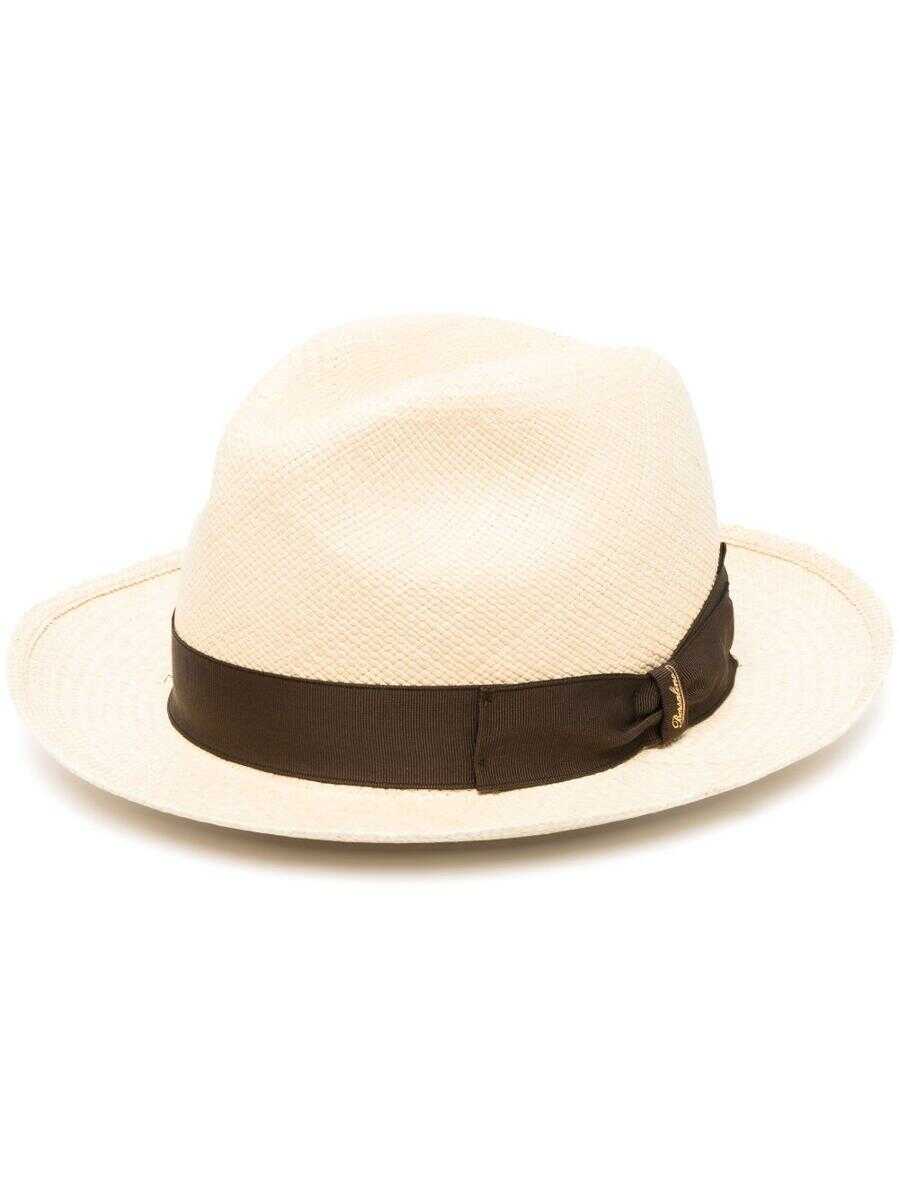 BORSALINO BORSALINO Federico straw panama hat BORDEAUX