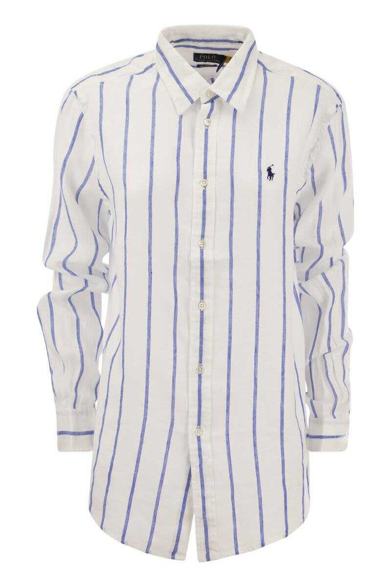 Ralph Lauren POLO RALPH LAUREN Relaxed-Fit Linen Striped Shirt WHITE/BLUE