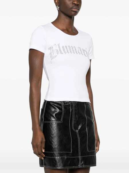 Tricouri Blumarine Blumarine Logo Ribbed Cotton Cropped T-Shirt WHITE Femei (BM 12643304) 3