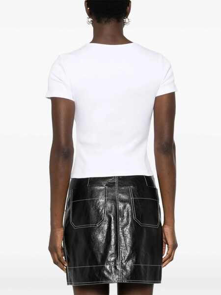 Tricouri Blumarine Blumarine Logo Ribbed Cotton Cropped T-Shirt WHITE Femei (BM 12643304) 4