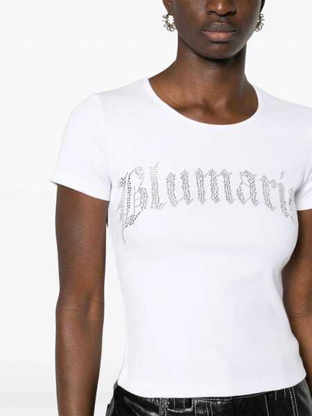 Tricouri Blumarine Blumarine Logo Ribbed Cotton Cropped T-Shirt WHITE Femei (BM 12643304) 5
