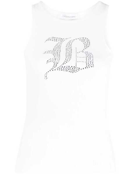 Topuri Blumarine Blumarine Logo Ribbed Cotton Tank Top WHITE Femei (BM 12643310) 1