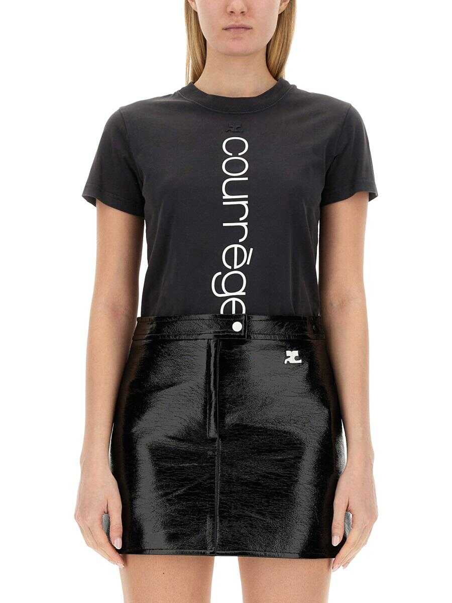 COURRÈGES COURRÈGES T-SHIRT WITH LOGO BLACK