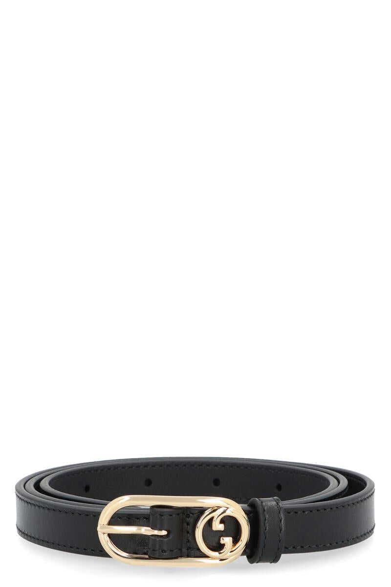 Gucci GUCCI LOGO BUCKLE LEATHER BELT BLACK